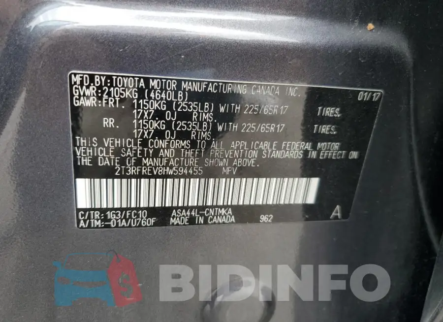 2T3RFREV8HW594455 Photo# 14