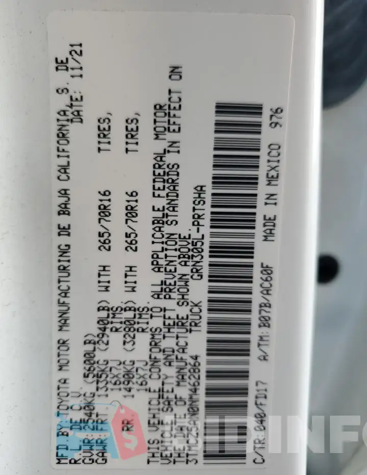 3TMCZ5AN0NM462864 Photo# 12