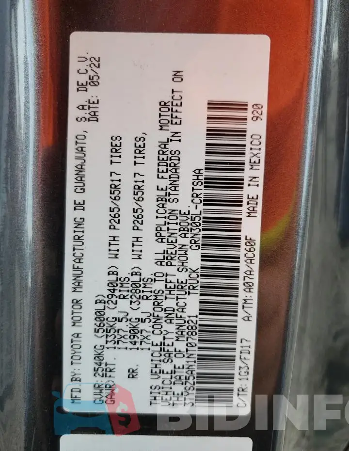 3TYSZ5AN1NT078821 Photo# 14