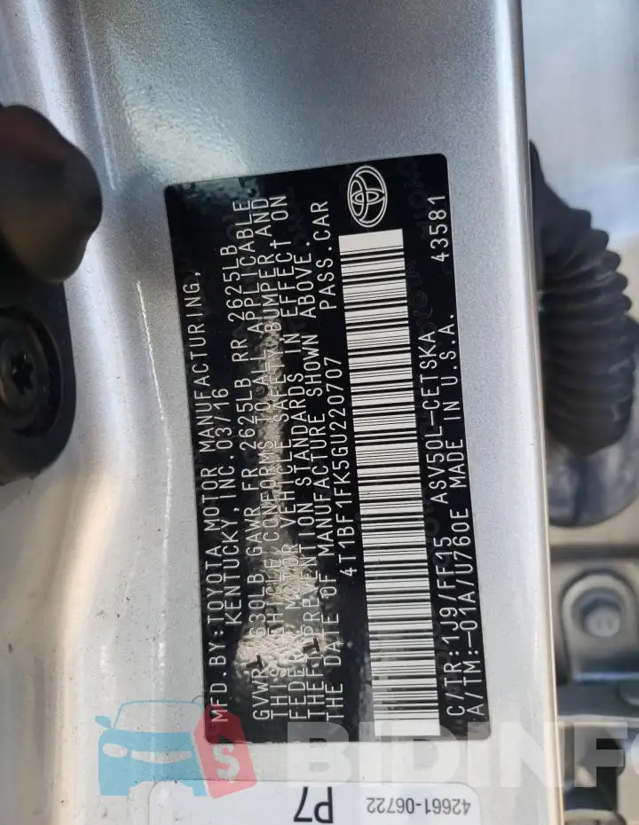 4T1BF1FK5GU220707 Photo# 13