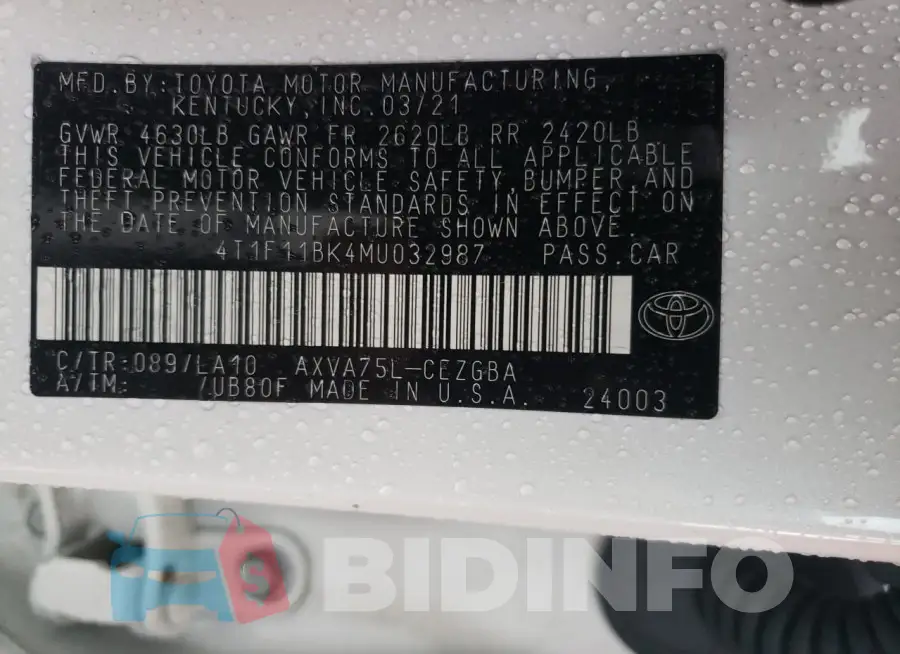 4T1F11BK4MU032987 Photo# 12