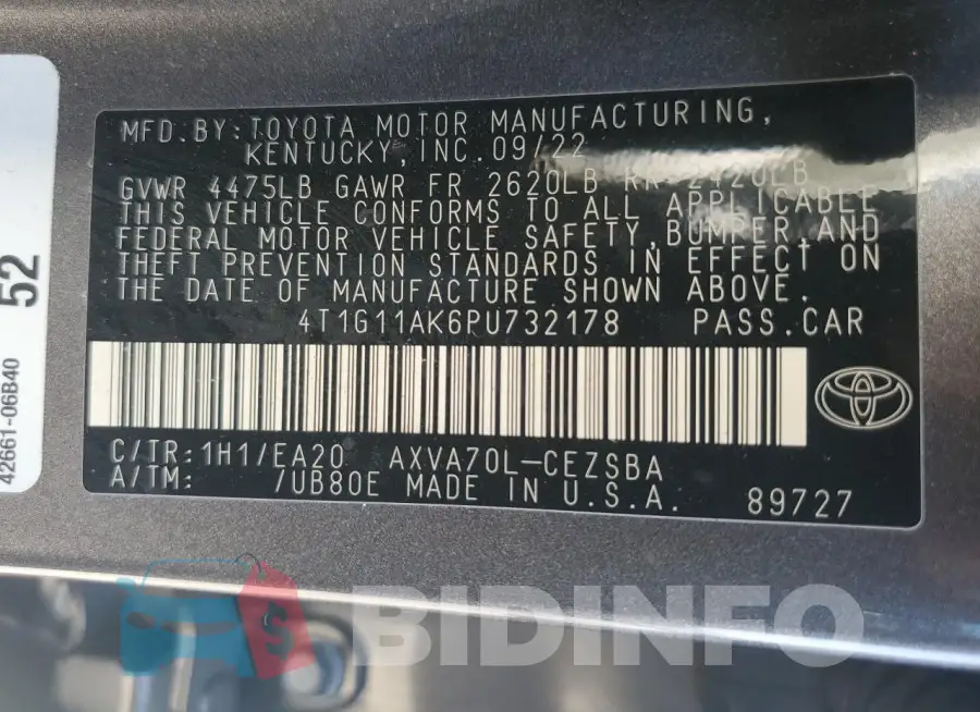 4T1G11AK6PU732178 Photo# 12