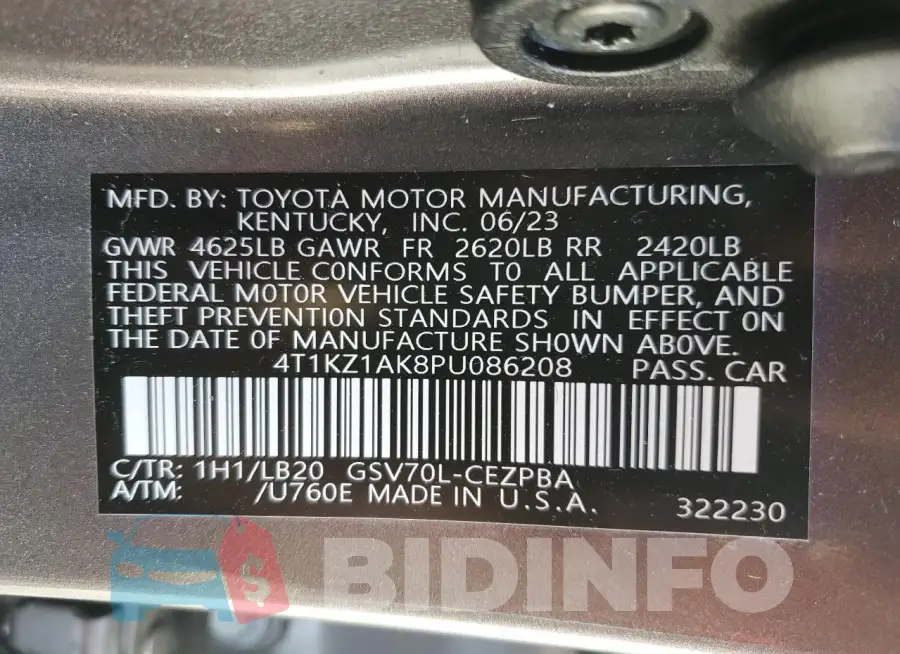 4T1KZ1AK8PU086208 Photo# 12