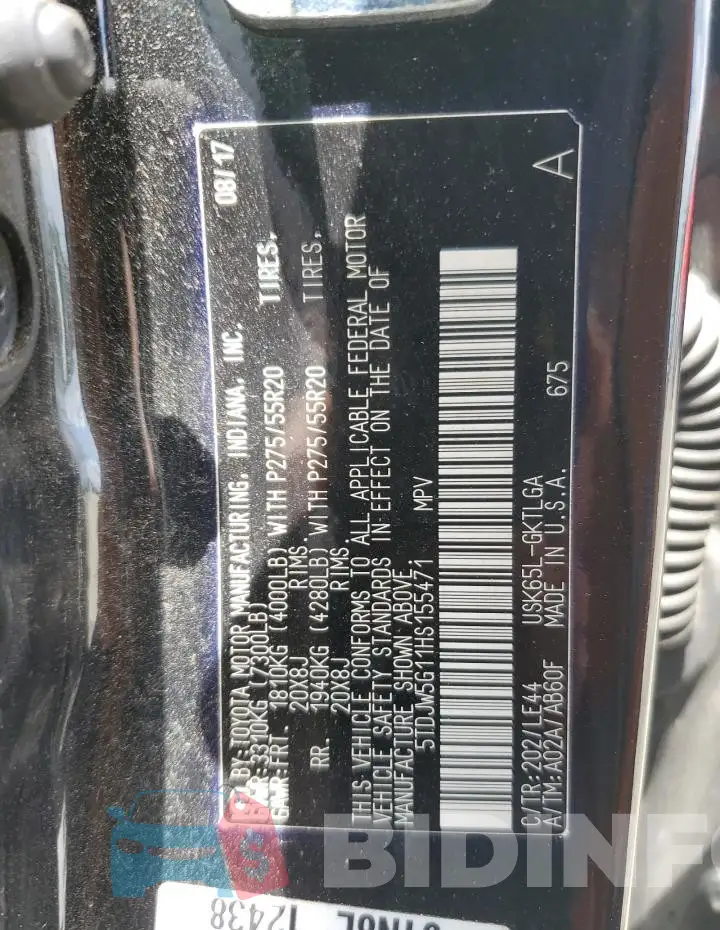 5TDJW5G11HS155471 Photo# 12