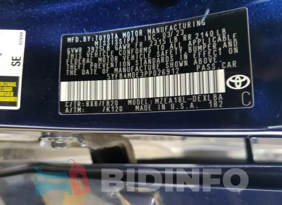 5YFB4MDE3PP026912 Photo# 12