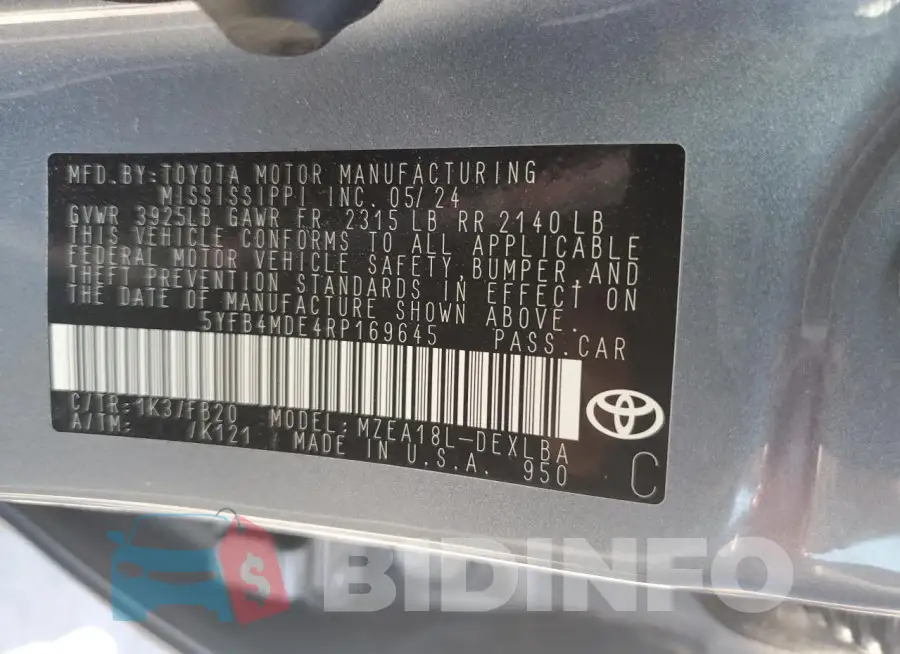 5YFB4MDE4RP169645 Photo# 12