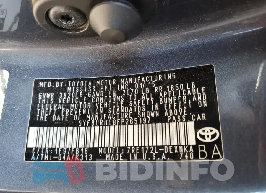 5YFBURHE8FP265197 Photo# 12