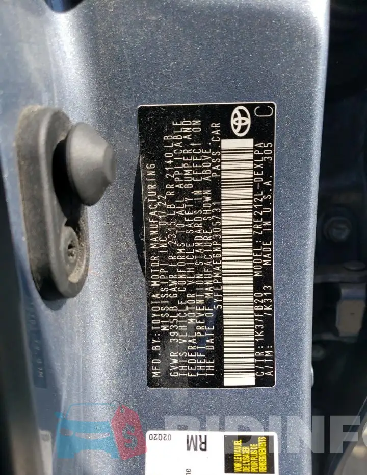 5YFEPMAE6NP305731 Photo# 12