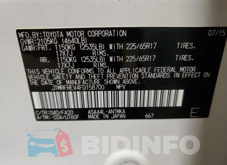 JTMRFREV4FD158700 Photo# 14