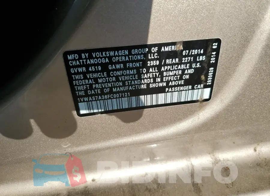 1VWAS7A36FC007121 Photo# 12