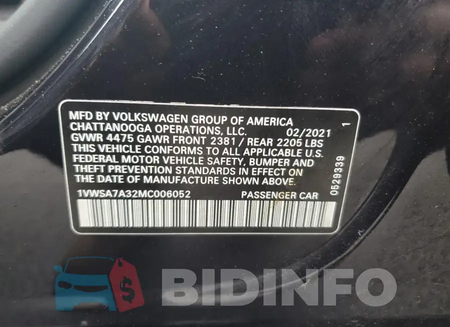 1VWSA7A32MC006052 Photo# 12