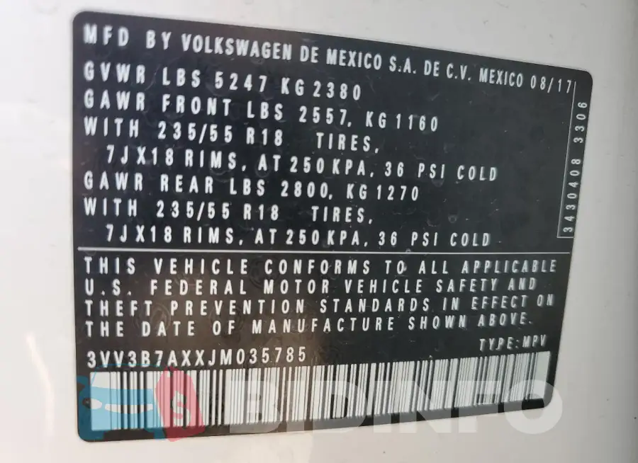 3VV3B7AXXJM035785 Photo# 13