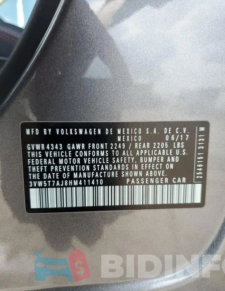 3VW5T7AJ8HM411410 Photo# 12