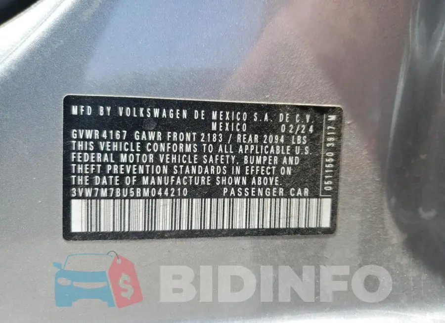 3VW7M7BU5RM044210 Photo# 12