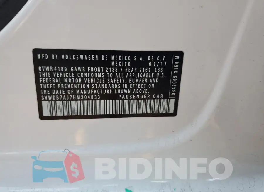 3VWDB7AJ7HM304833 Photo# 12