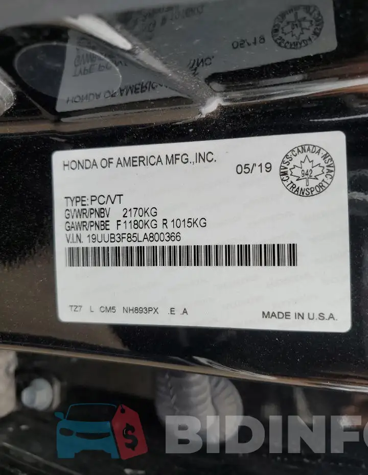 19UUB3F85LA800366 Photo# 12