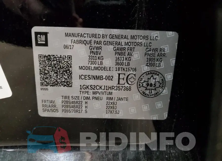1GKS2CKJ1HR357368 Photo# 13