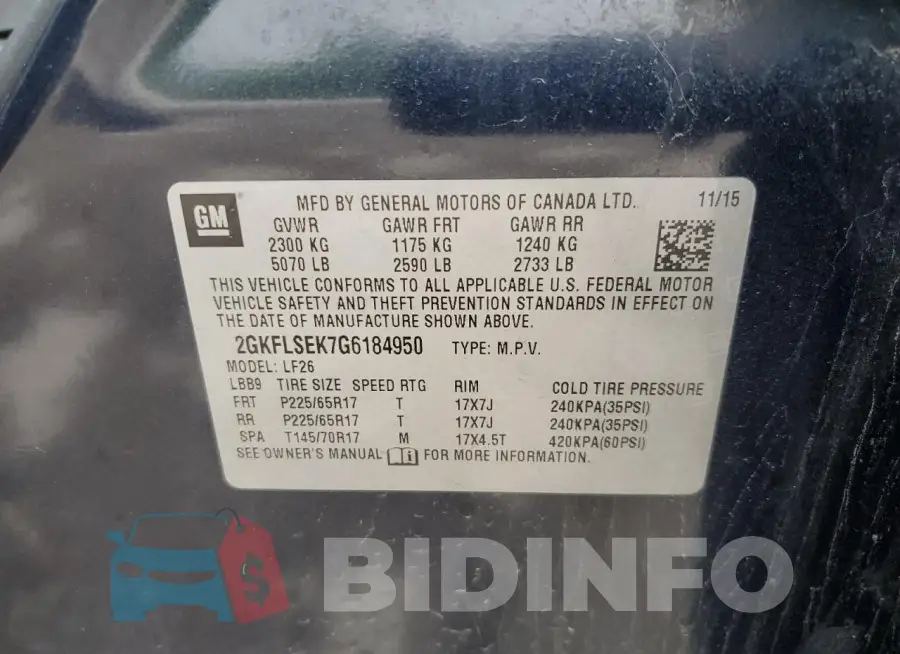 2GKFLSEK7G6184950 Photo# 13
