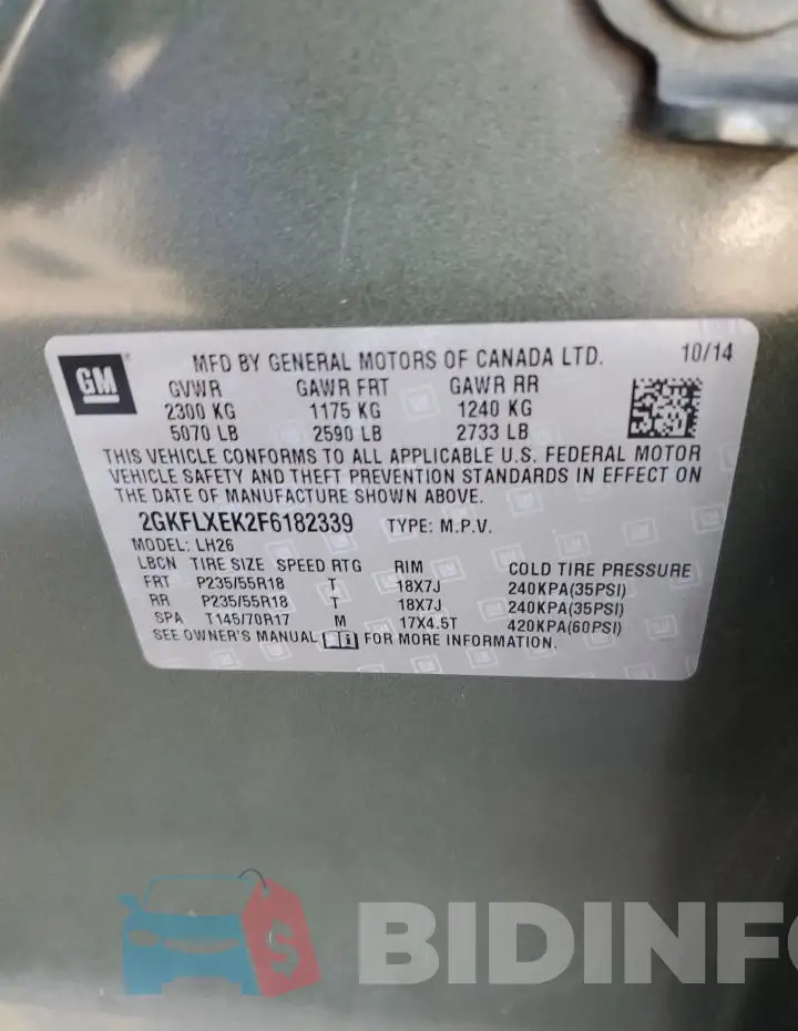 2GKFLXEK2F6182339 Photo# 13