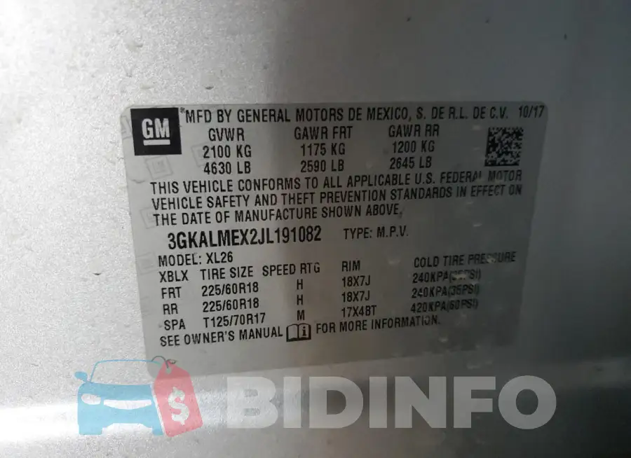 3GKALMEX2JL191082 Photo# 12