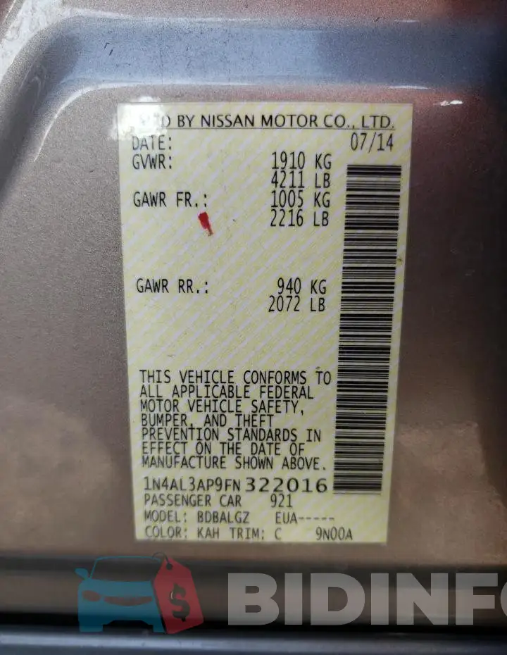 1N4AL3AP9FN322016 Photo# 12