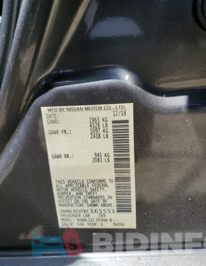 1N4BL4CV7KC165551 Photo# 12