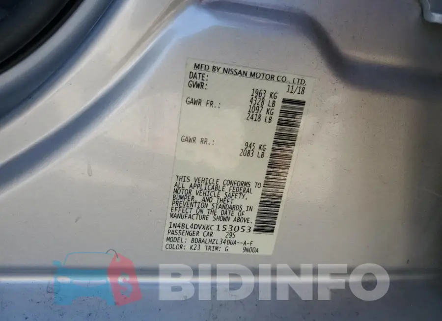 1N4BL4DVXKC153053 Photo# 13