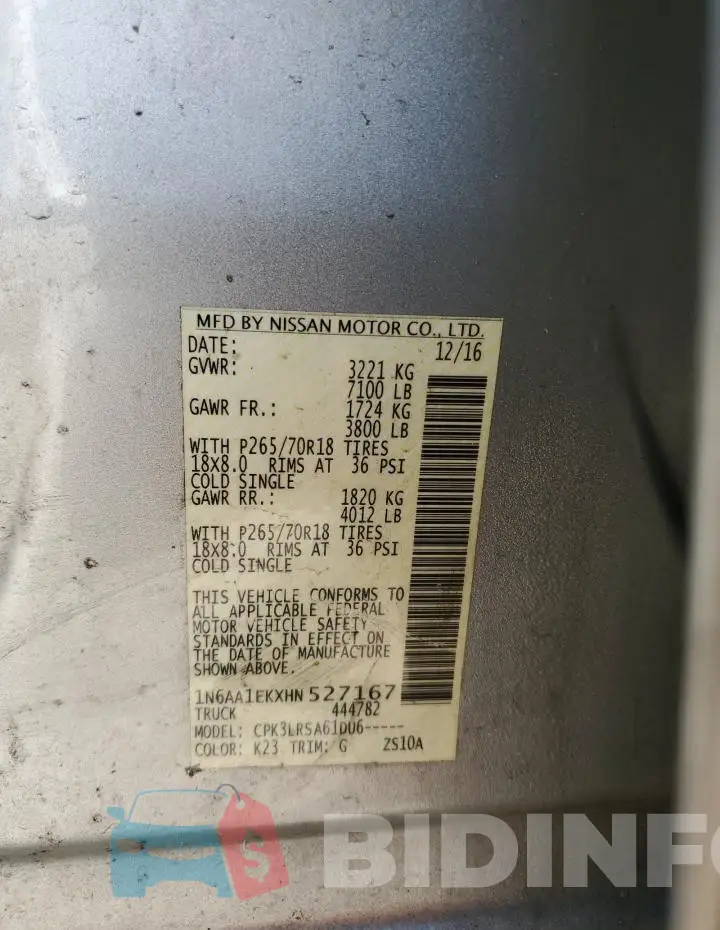 1N6AA1EKXHN527167 Photo# 10