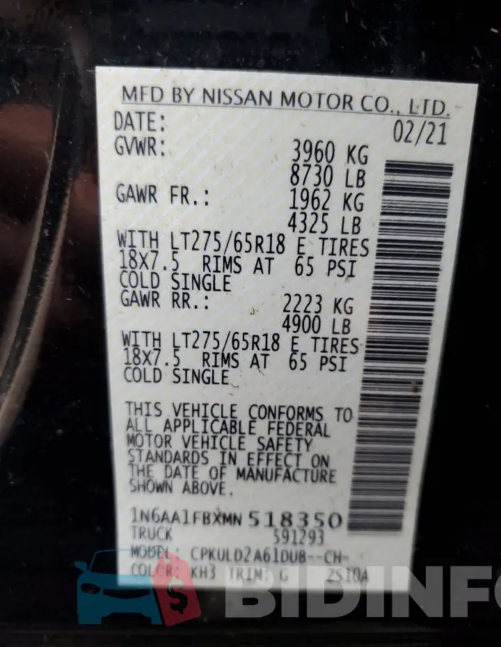 1N6AA1FBXMN518350 Photo# 12