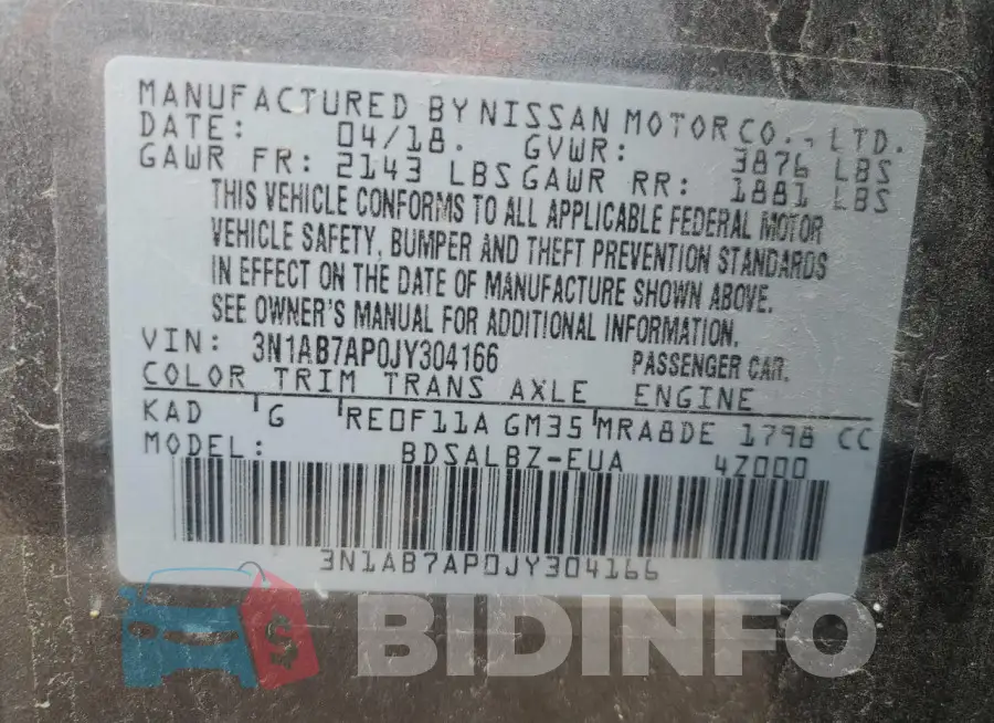 3N1AB7AP0JY304166 Photo# 12