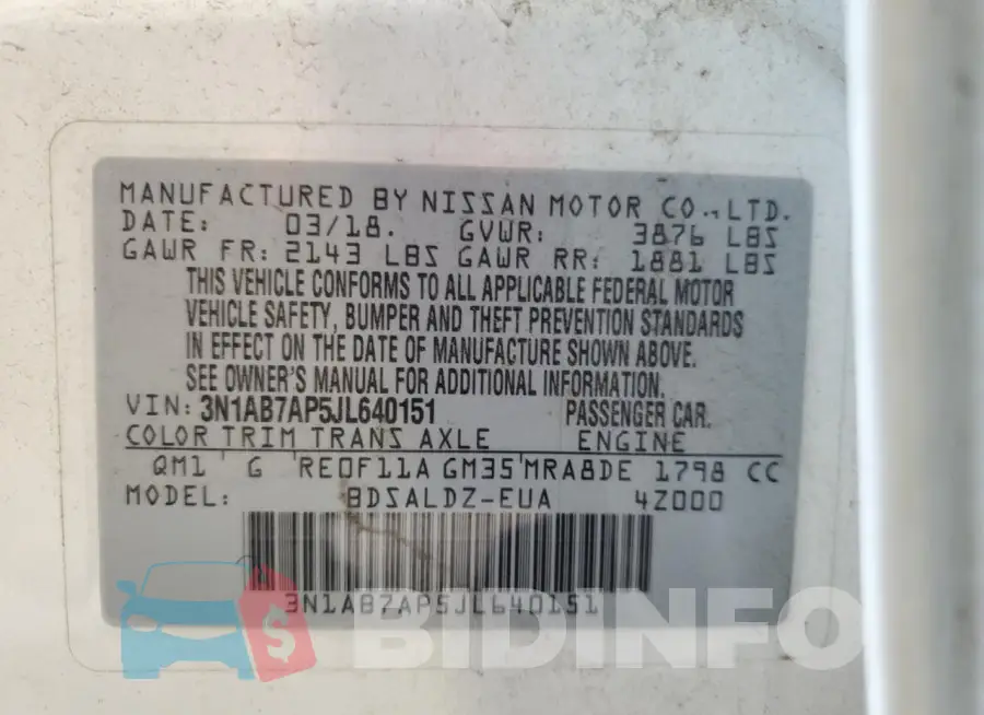 3N1AB7AP5JL640151 Photo# 13