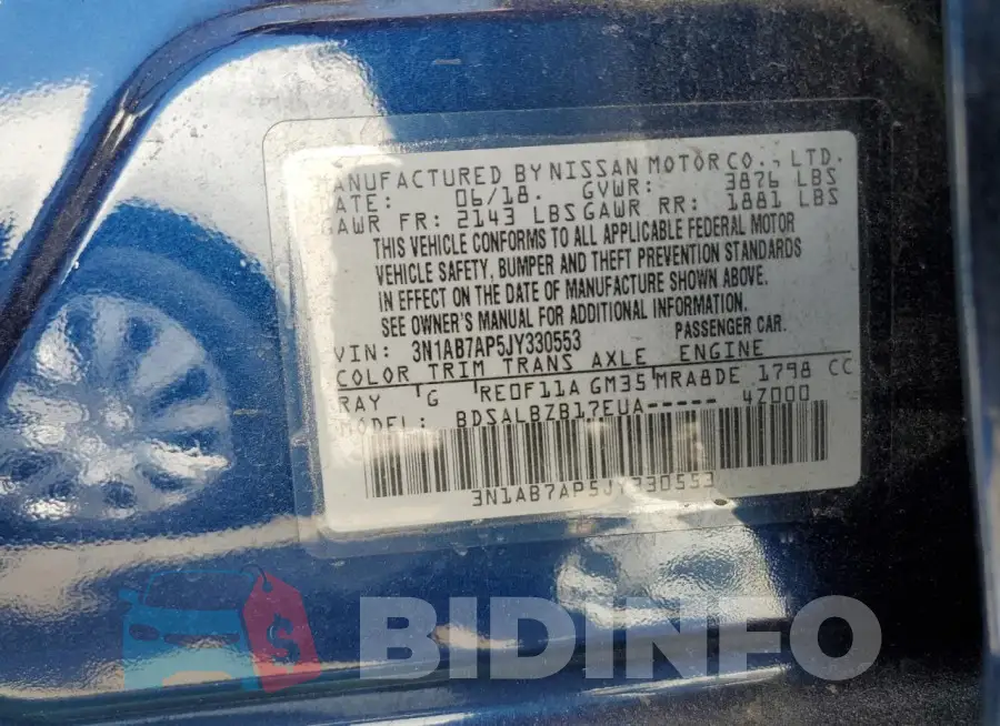 3N1AB7AP5JY330553 Photo# 13