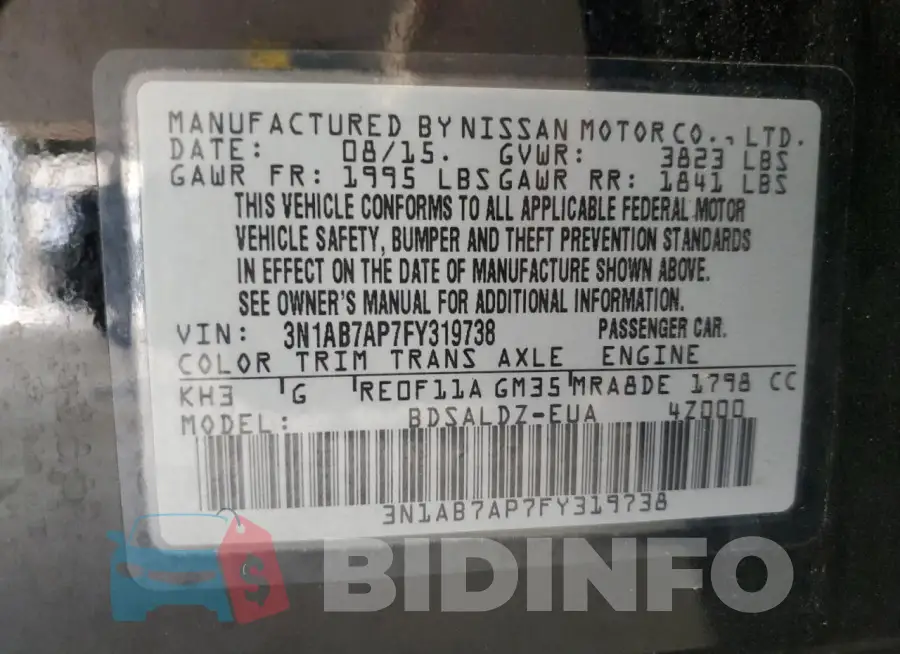 3N1AB7AP7FY319738 Photo# 12