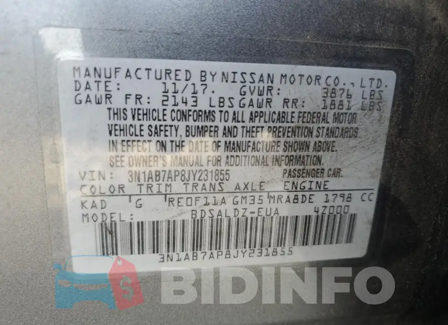 3N1AB7AP8JY231855 Photo# 13