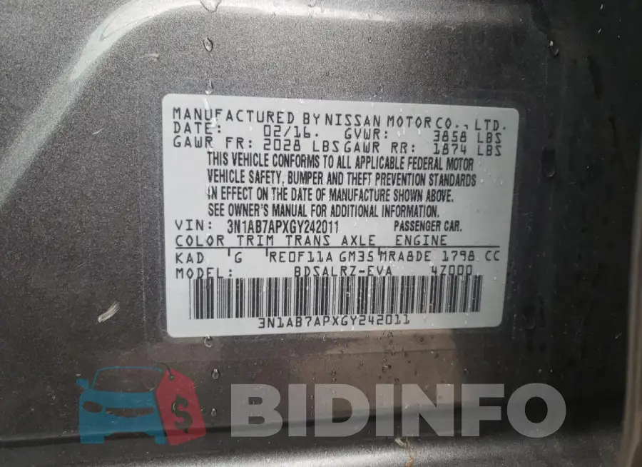 3N1AB7APXGY242011 Photo# 13