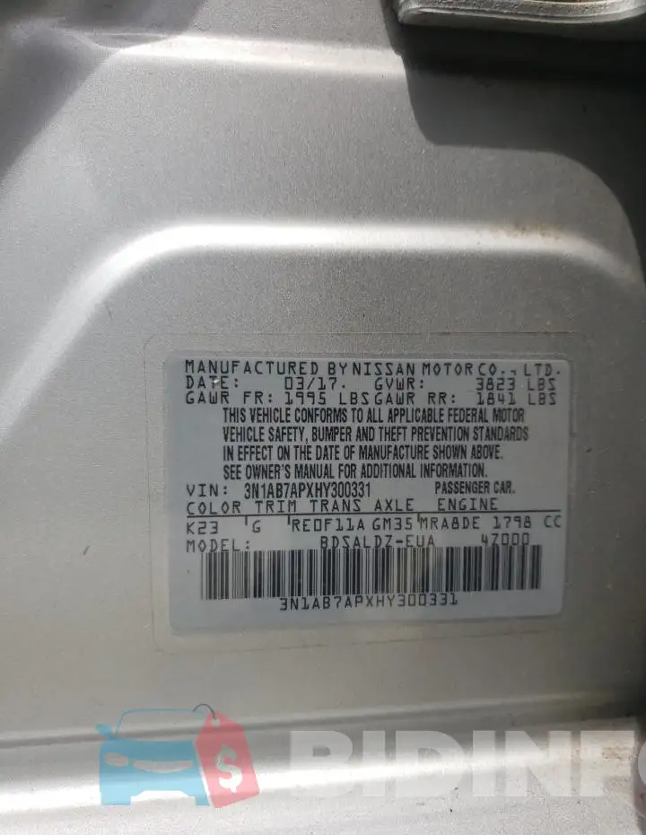 3N1AB7APXHY300331 Photo# 12