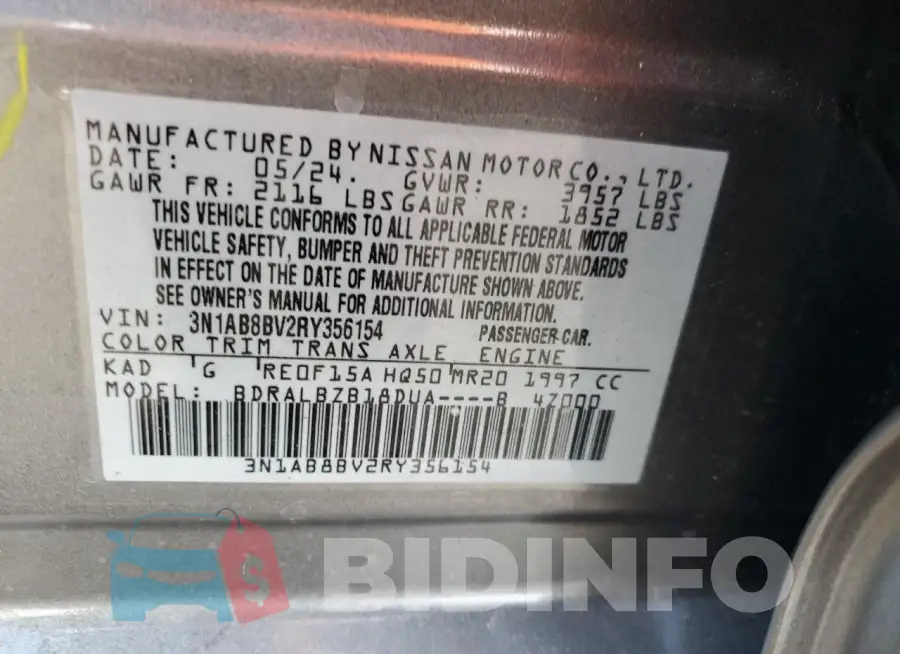 3N1AB8BV2RY356154 Photo# 12