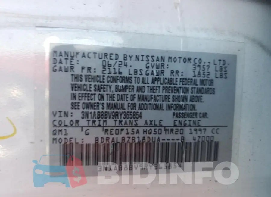 3N1AB8BV9RY365854 Photo# 12