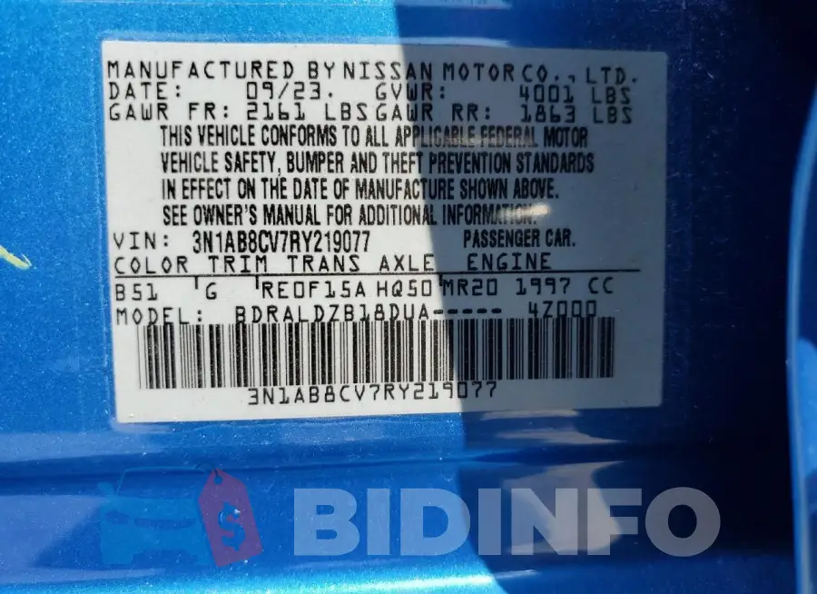 3N1AB8CV7RY219077 Photo# 13