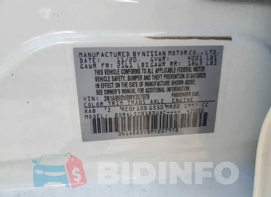 3N1AB8DV8MY207978 Photo# 13