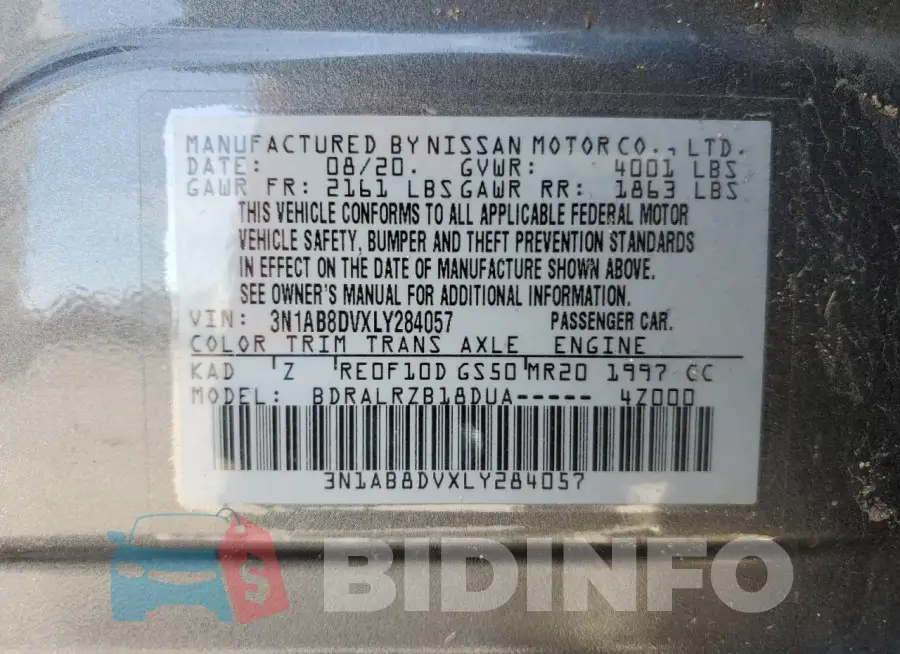 3N1AB8DVXLY284057 Photo# 12