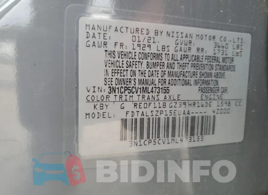3N1CP5CV1ML473155 Photo# 13
