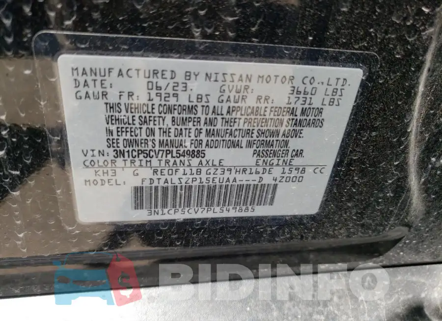 3N1CP5CV7PL549885 Photo# 13