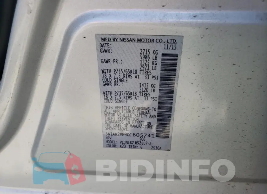 5N1AR2MM9GC605741 Photo# 13
