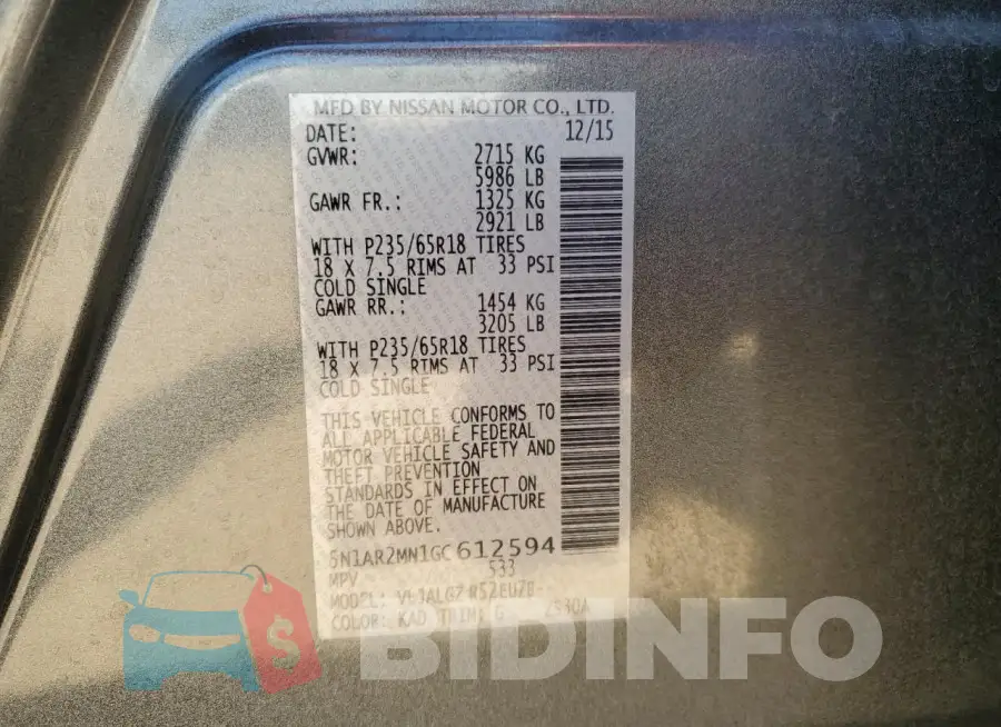5N1AR2MN1GC612594 Photo# 14