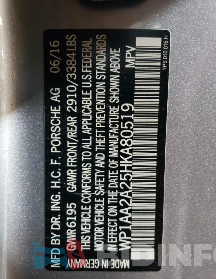 WP1AA2A25HKA80519 Photo# 13