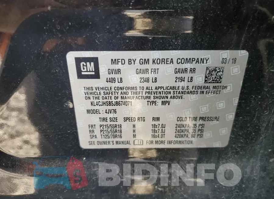 KL4CJHSB5JB674071 Photo# 13