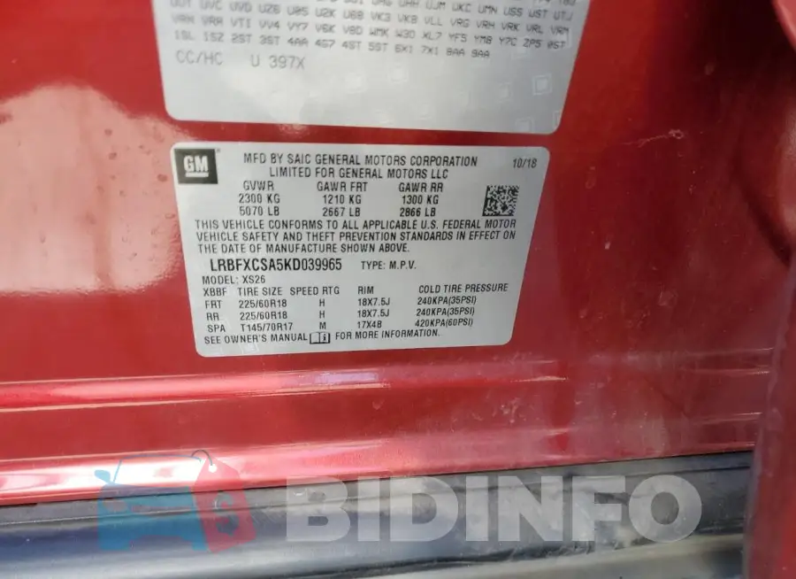 LRBFXCSA5KD039965 Photo# 14
