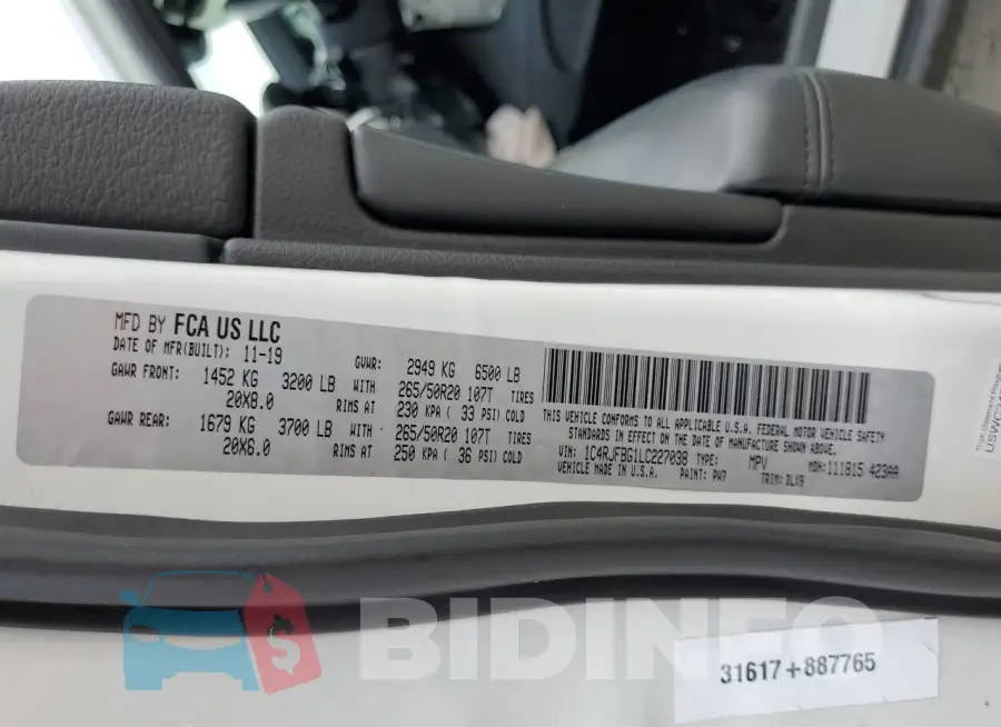 1C4RJFBG1LC227038 Photo# 12