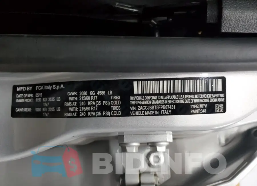 ZACCJBBT5FPB87431 Photo# 14